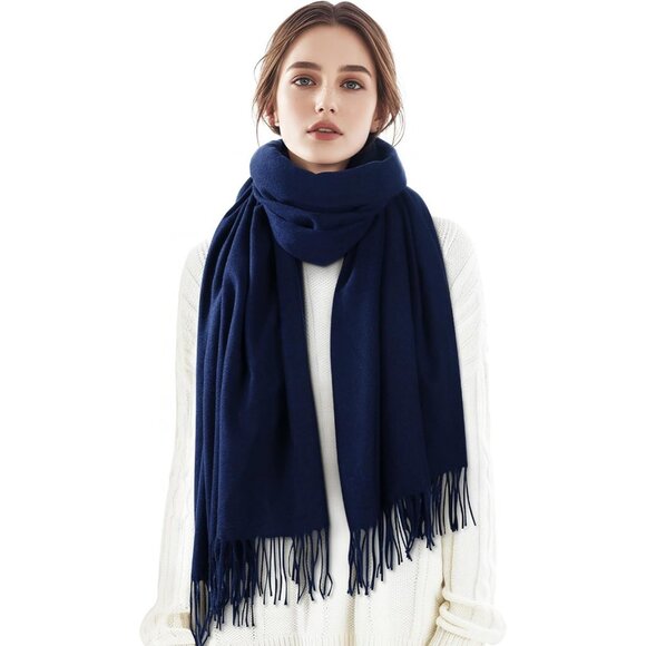 Accessories - Women's Blue Winter Scarf Classic Pashmina Shawls and Wraps Cashmere Scarves